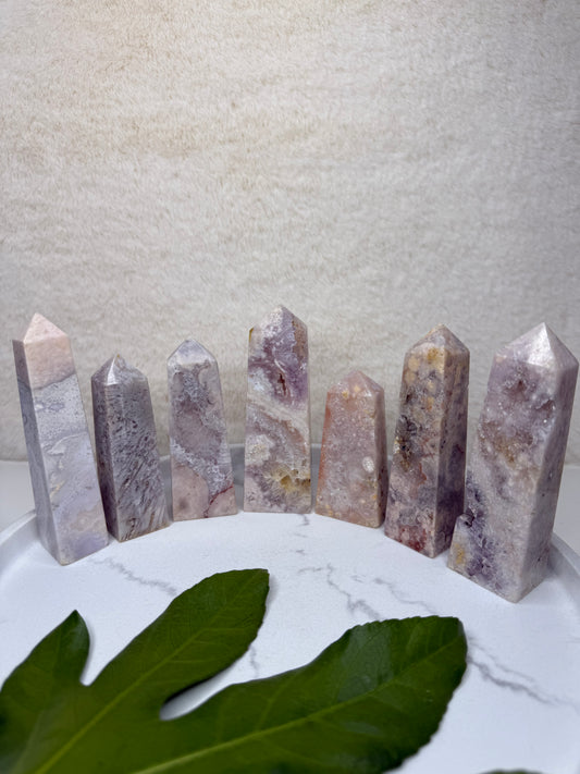 Pink Amethyst X Blütenachat Obelisk