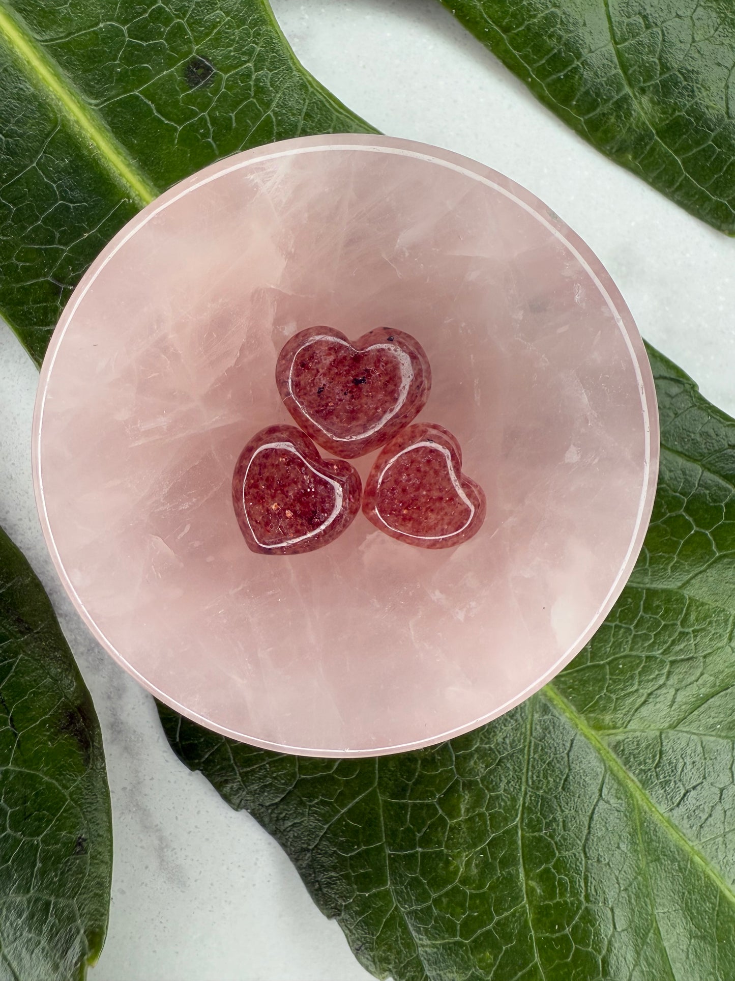 Mini Erdbeerquarz Herzchen (3er Set)