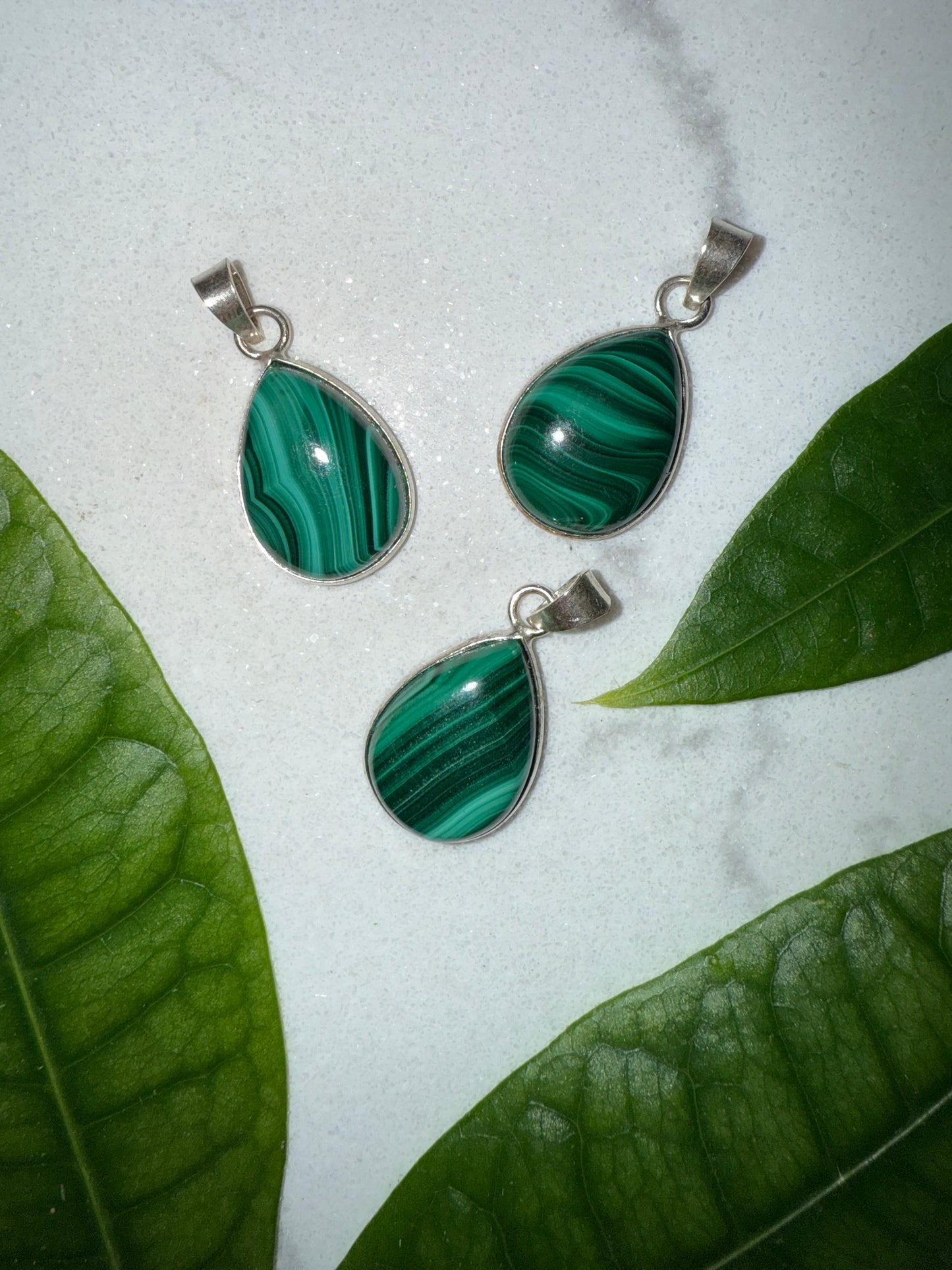 Malachit 925er-Sterlingsilber Tropfenanhänger