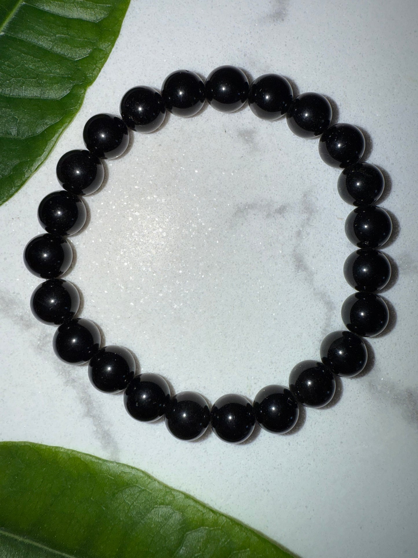 Schwarzer Obsidian Kugelarmband