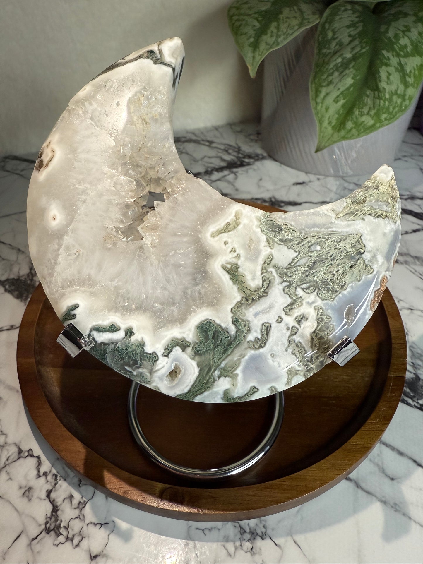 XXL Druzy Moosachat Mond