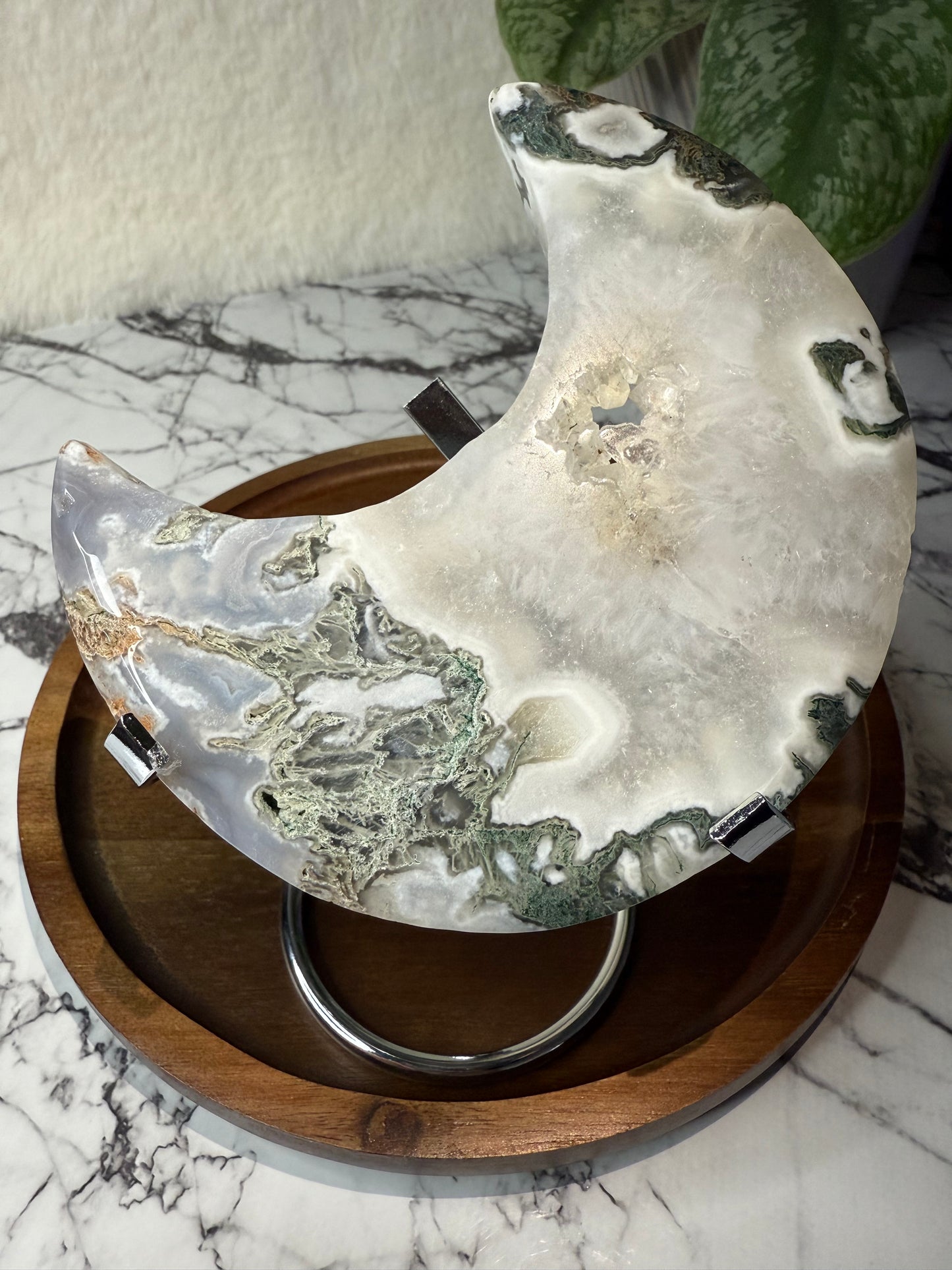 XXL Druzy Moosachat Mond