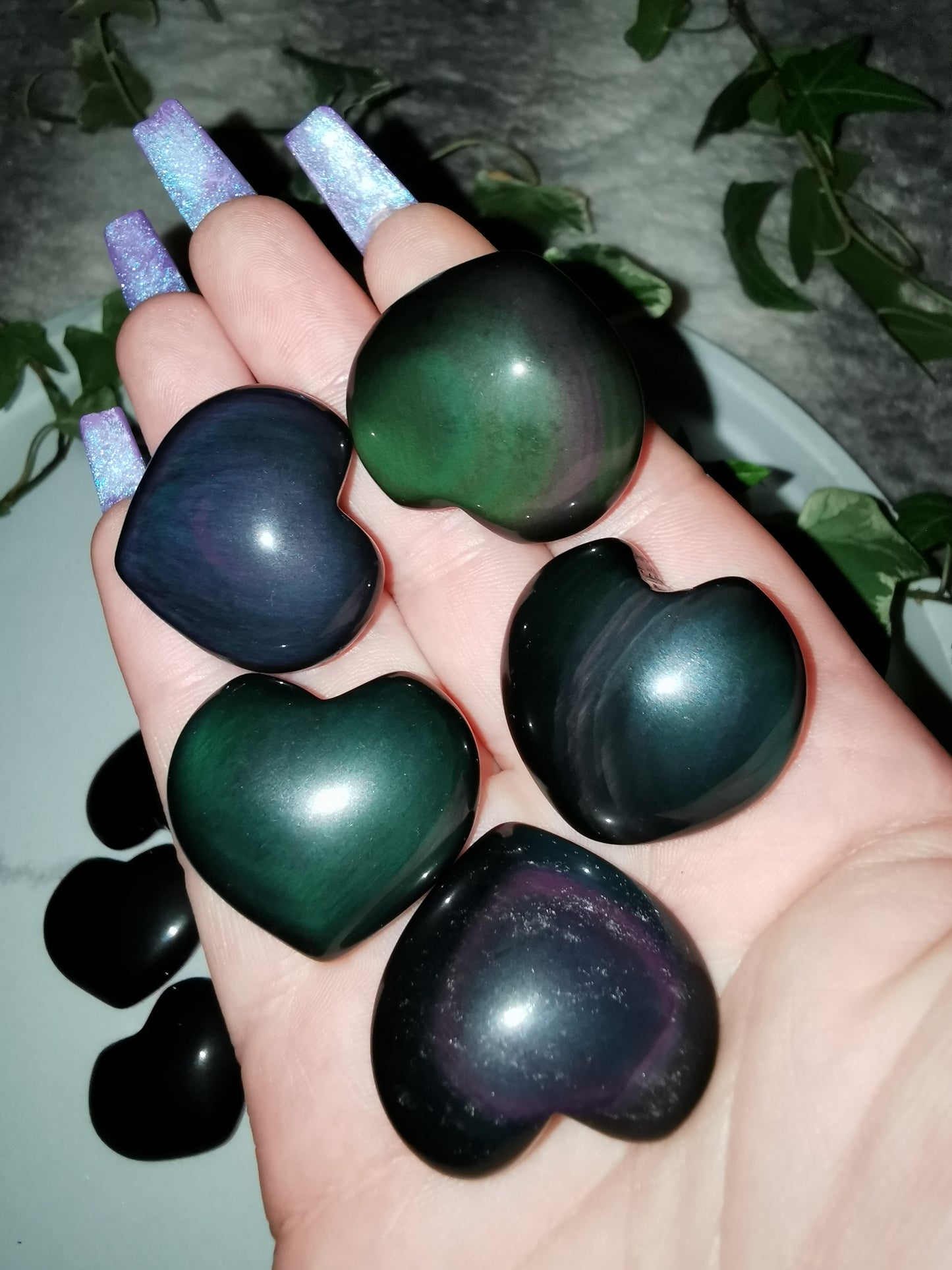 Regenbogen Obsidian Mini Herz