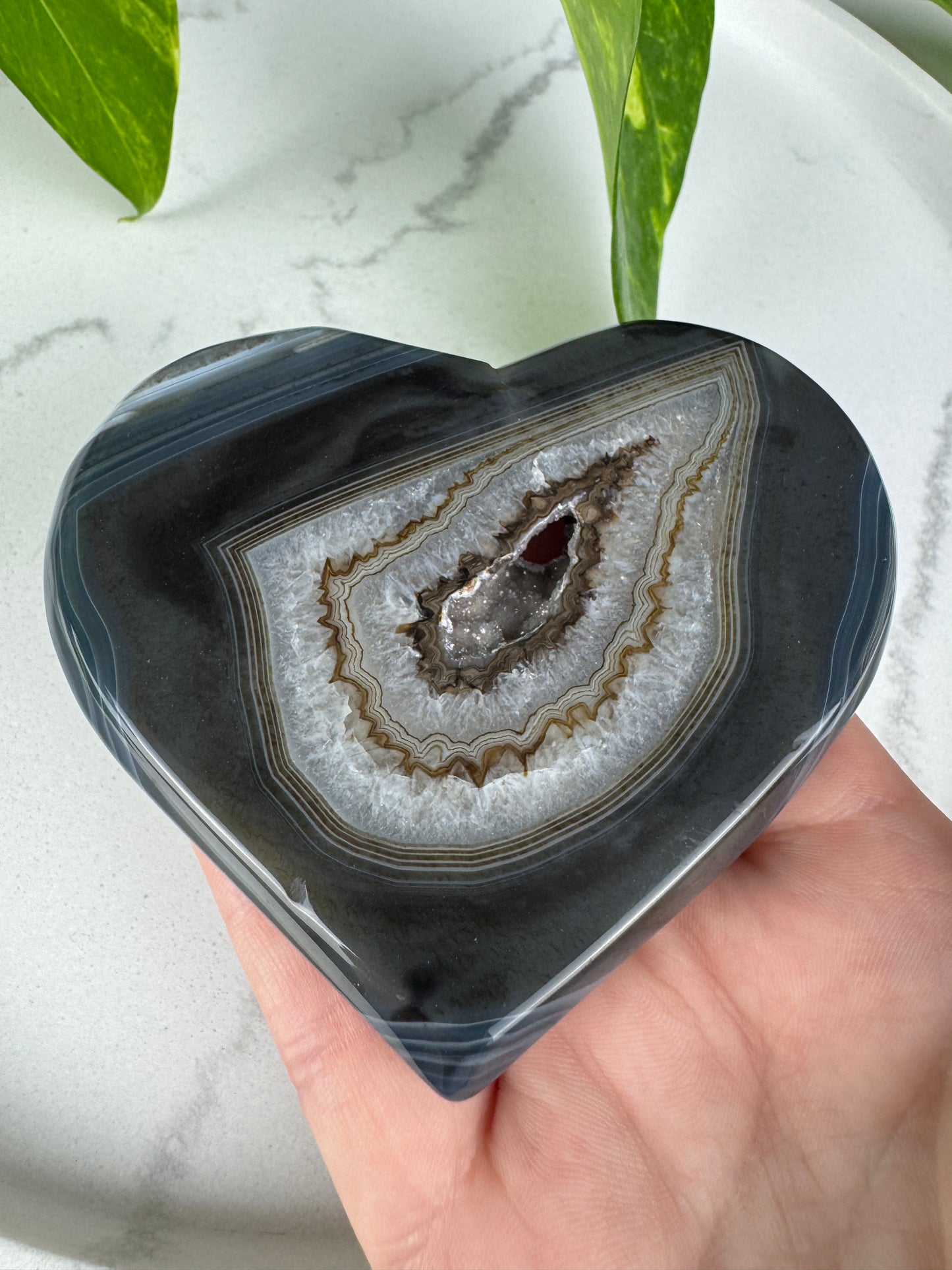 Druzy Herz aus blau-grauem Achat #2