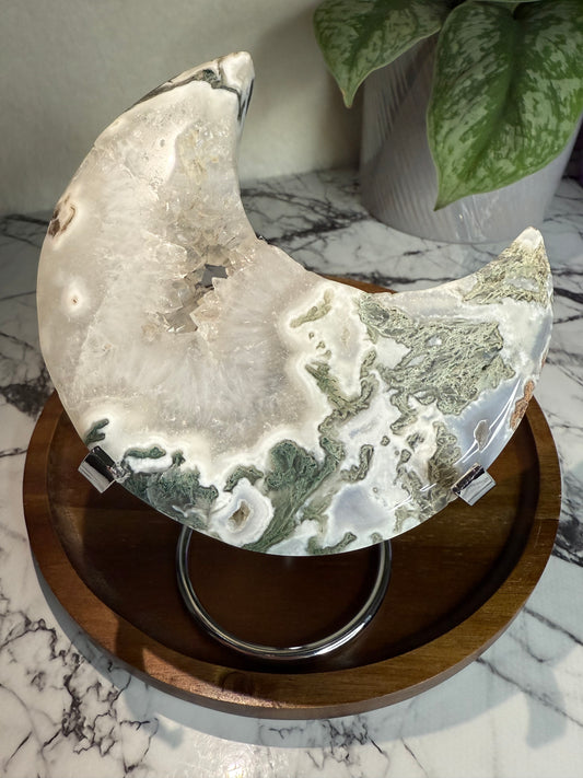 XXL Druzy Moosachat Mond