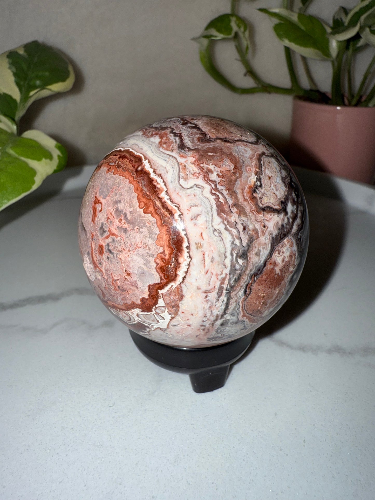 Druzy Rosa Mexikanischer Achat Kugel