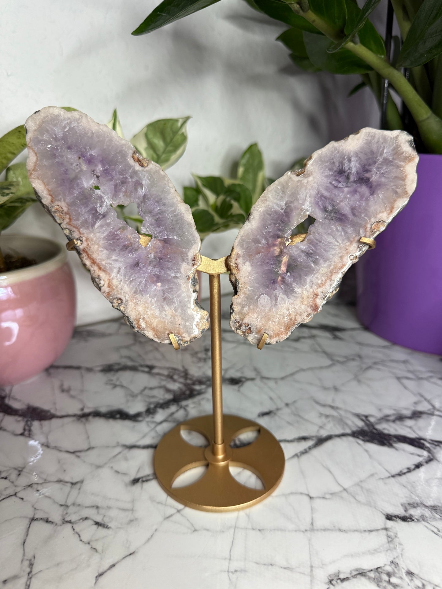XL Druzy Rosa Amethyst Schmetterling