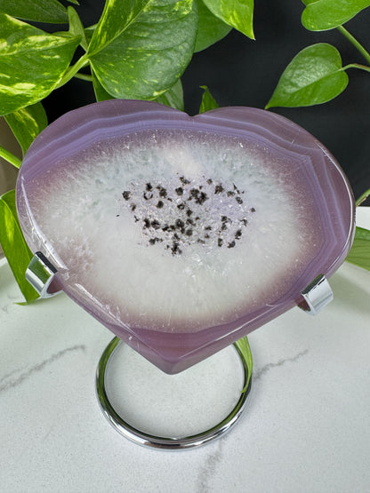 Druzy Herz aus rosa-grauem Achat