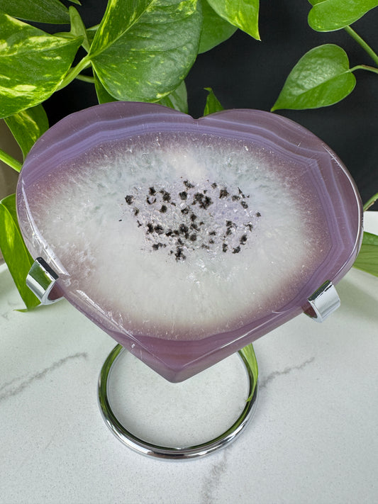 Druzy Herz aus rosa-grauem Achat
