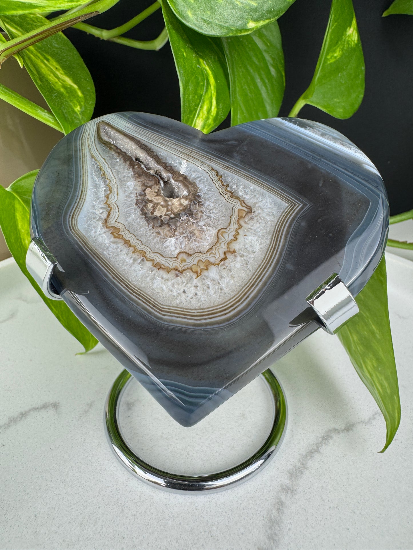 Druzy Herz aus blau-grauem Achat #2