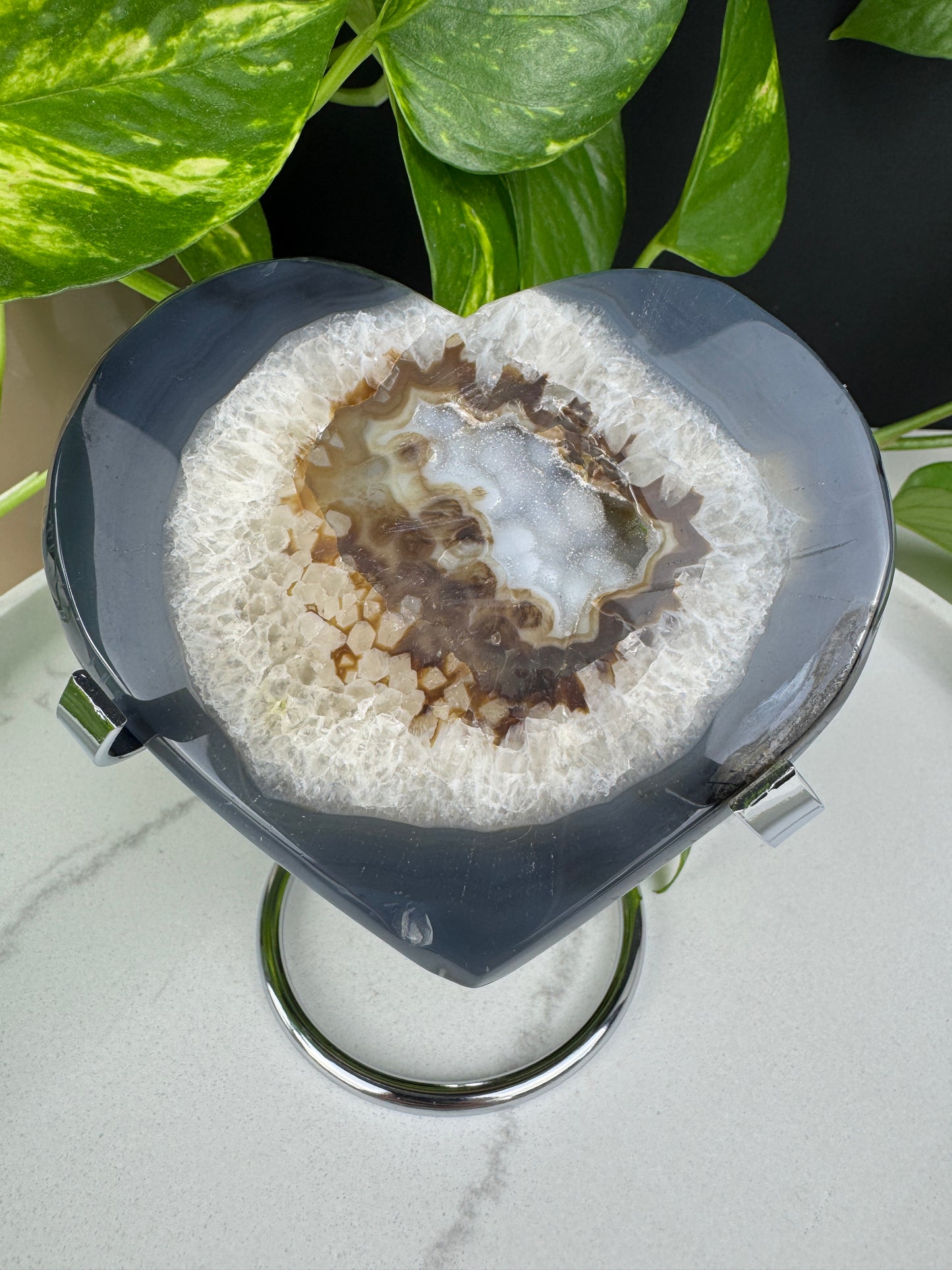 Druzy Herz aus blau-grauem Achat #1