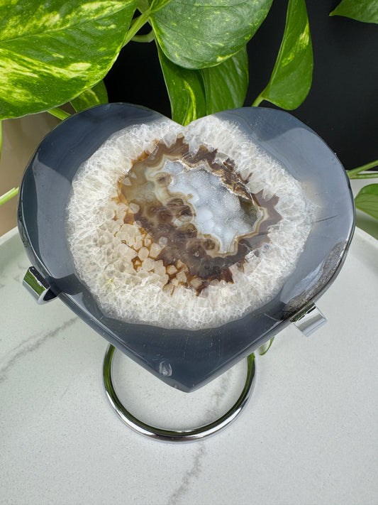 Druzy Herz aus blau-grauem Achat #1