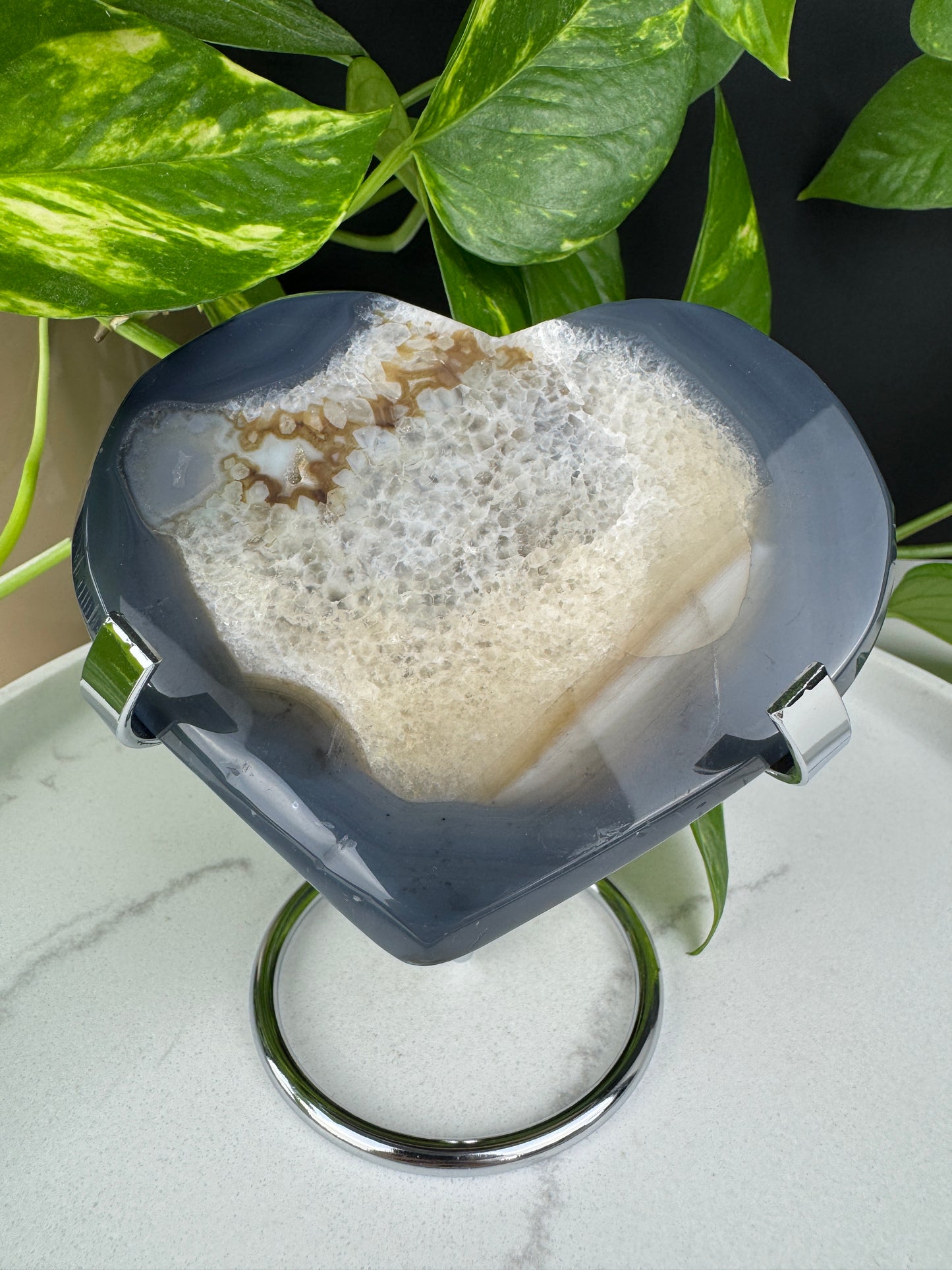 Druzy Herz aus blau-grauem Achat #1