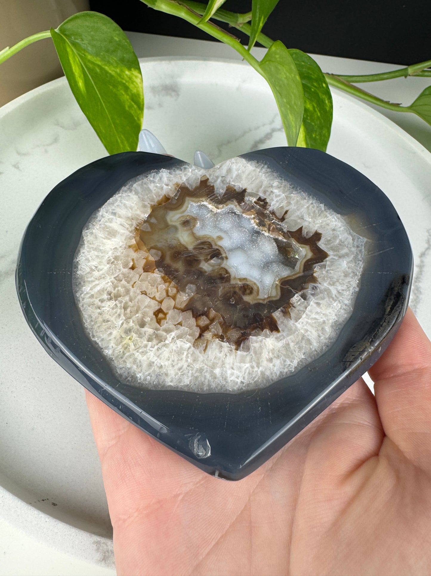 Druzy Herz aus blau-grauem Achat #1