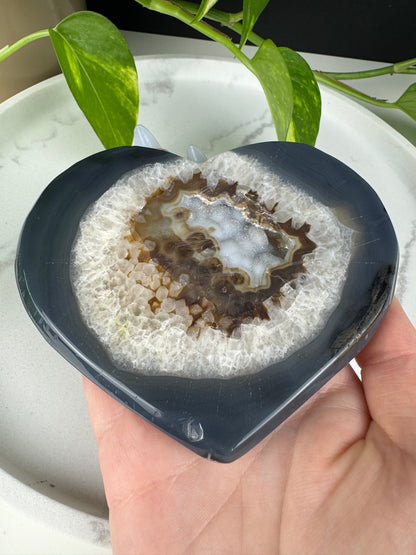 Druzy Herz aus blau-grauem Achat #1
