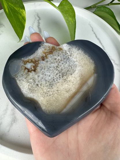 Druzy Herz aus blau-grauem Achat #1