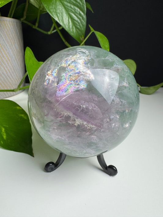 XL Wassermelonen Fluorit Kugel (Rainbow Flash)