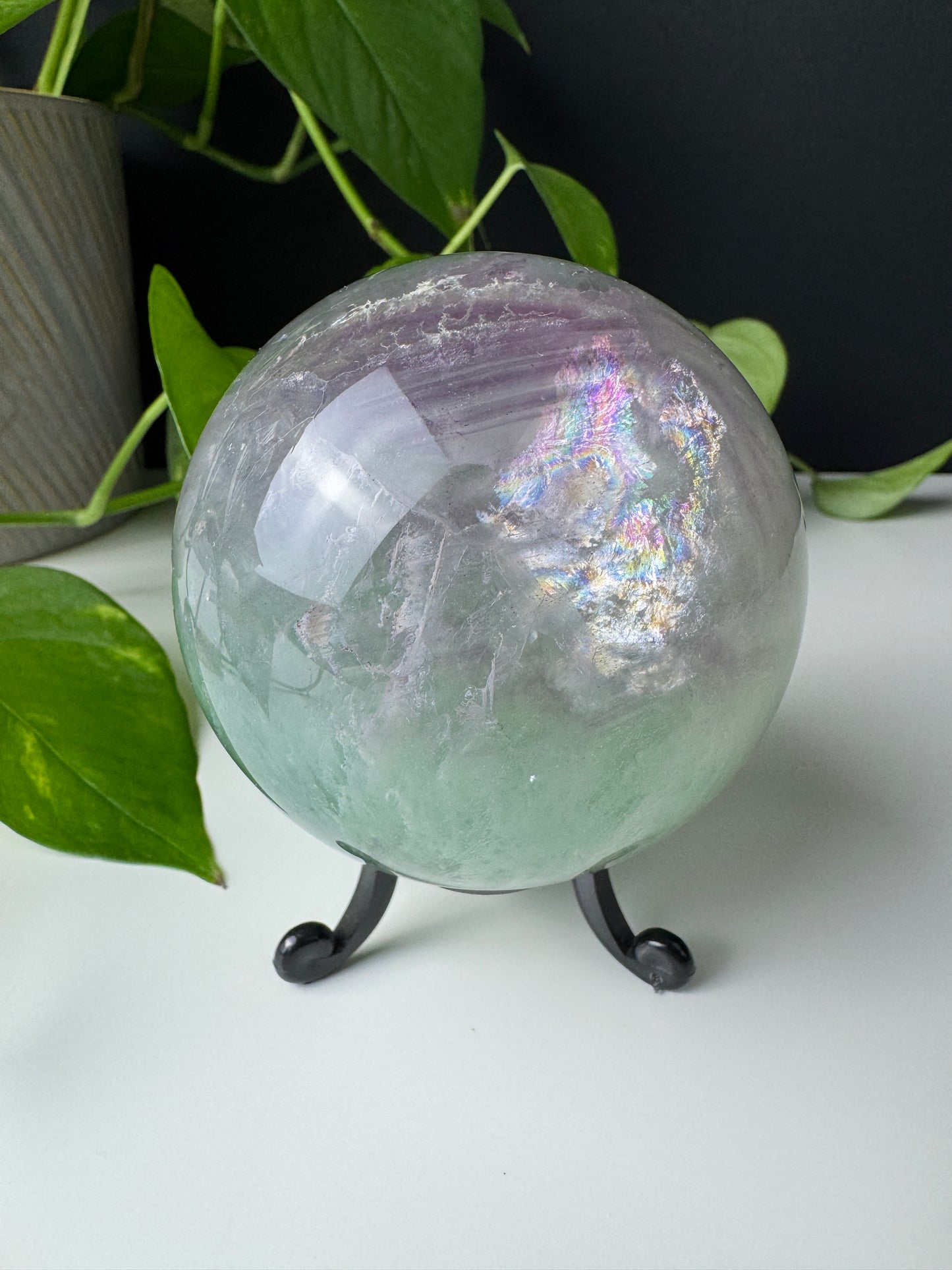 XL Wassermelonen Fluorit Kugel (Rainbow Flash)