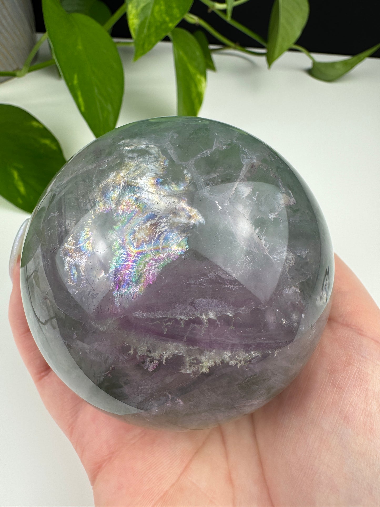XL Wassermelonen Fluorit Kugel (Rainbow Flash)
