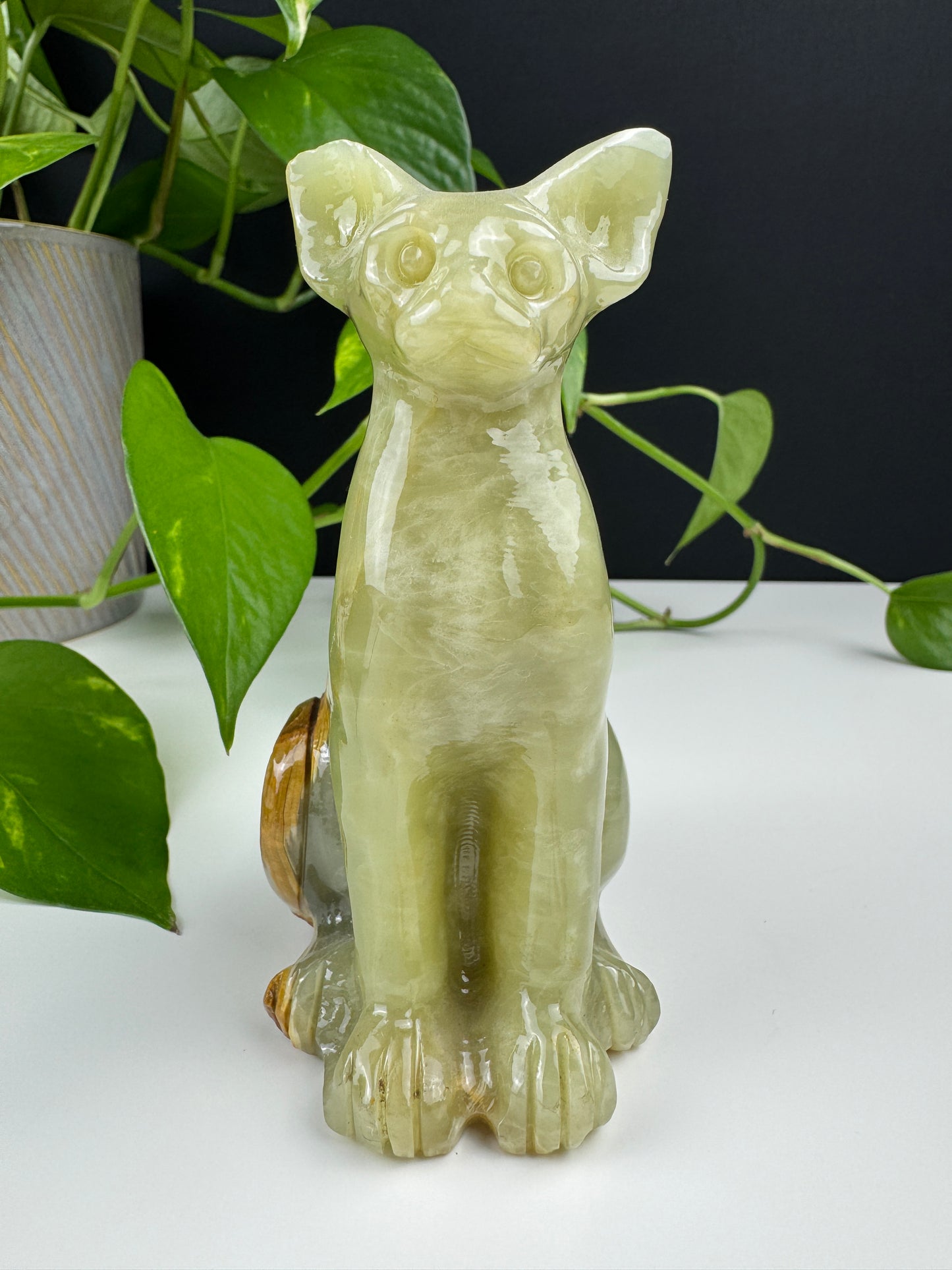 Afghanische Jade Sphinx-Katze (Onyx-Calcit)