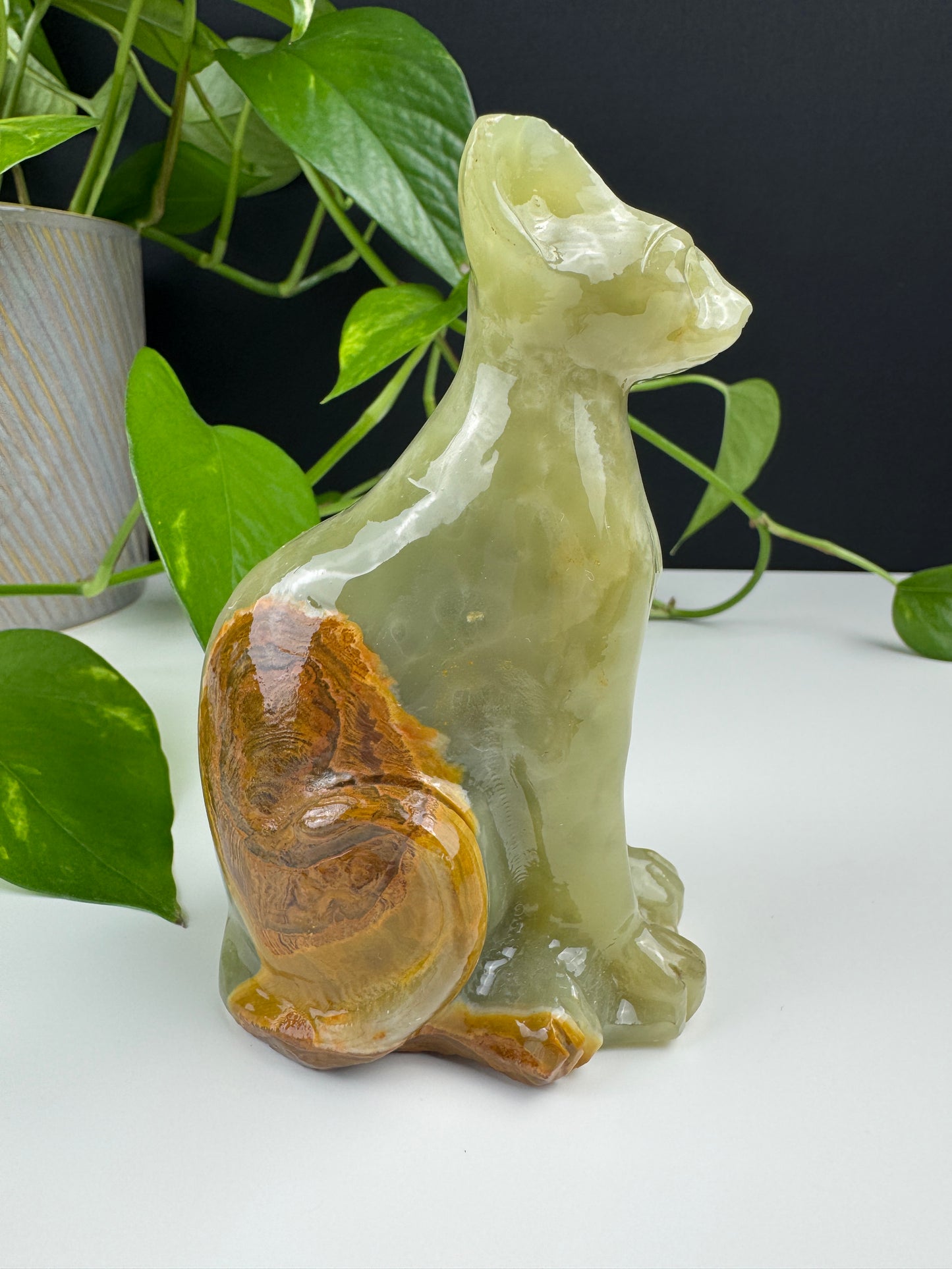Afghanische Jade Sphinx-Katze (Onyx-Calcit)