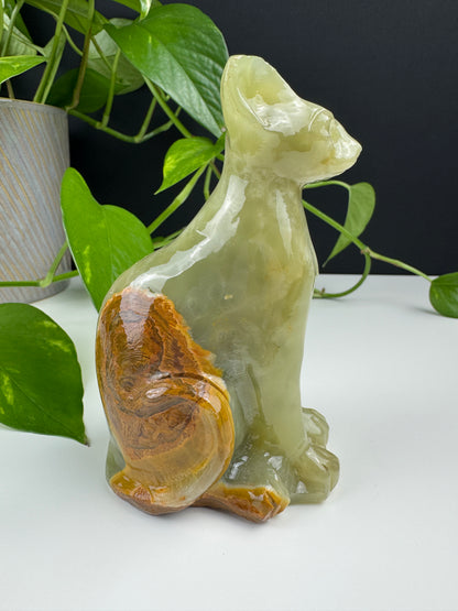 Afghanische Jade Sphinx-Katze (Onyx-Calcit)