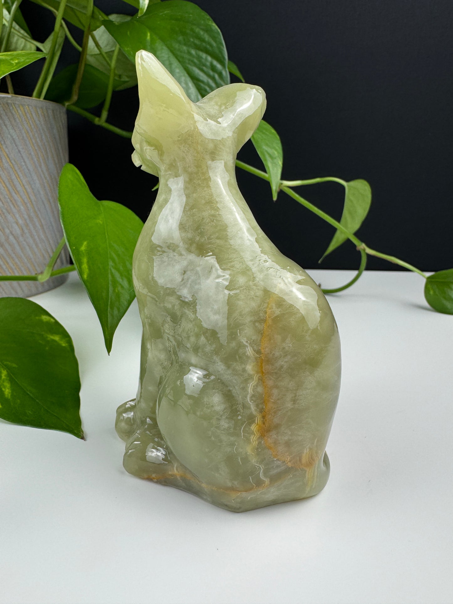 Afghanische Jade Sphinx-Katze (Onyx-Calcit)