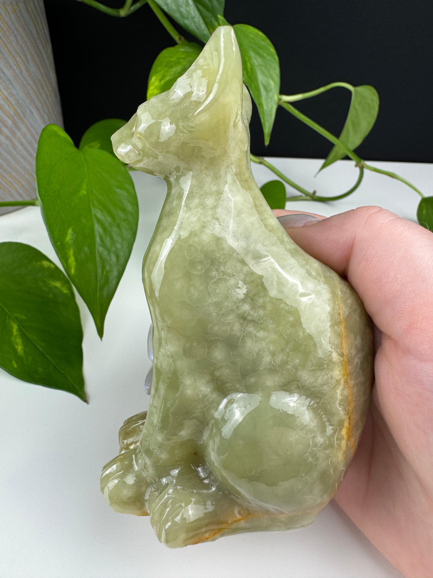 Afghanische Jade Sphinx-Katze (Onyx-Calcit)
